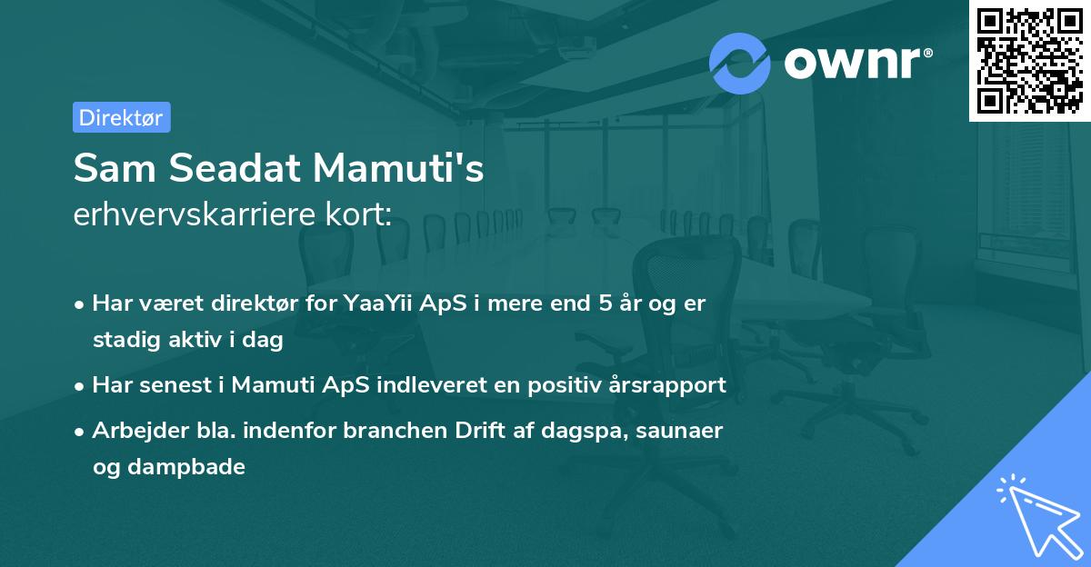 Sam Seadat Mamuti's erhvervskarriere kort