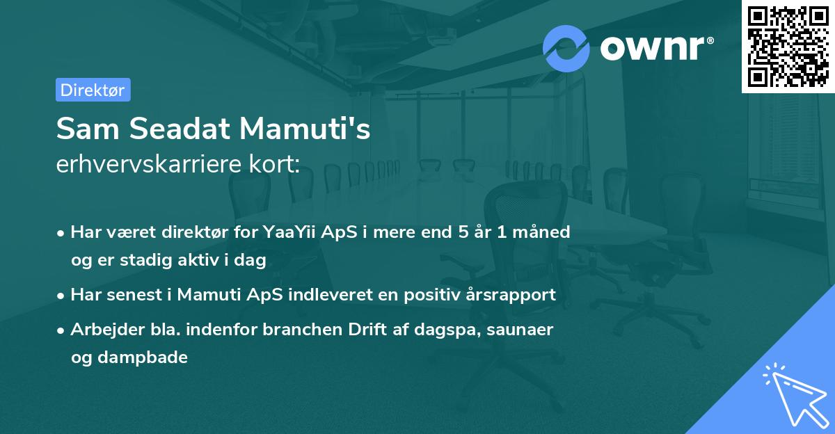 Sam Seadat Mamuti's erhvervskarriere kort