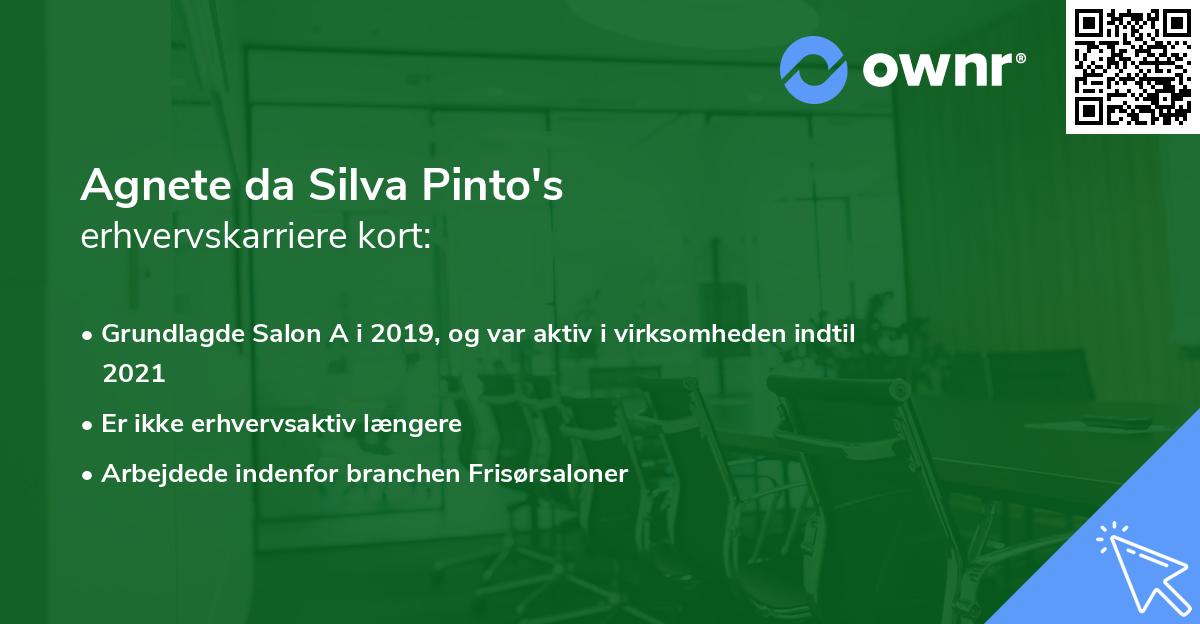 Agnete da Silva Pinto's erhvervskarriere kort