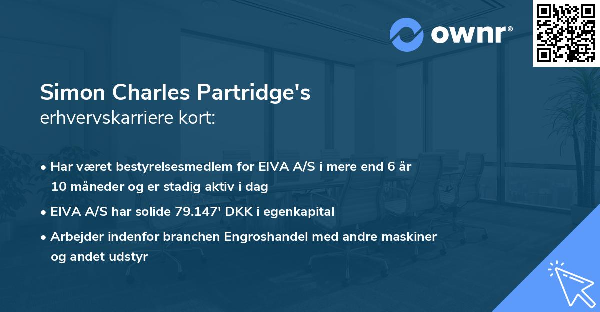 Simon Charles Partridge's erhvervskarriere kort
