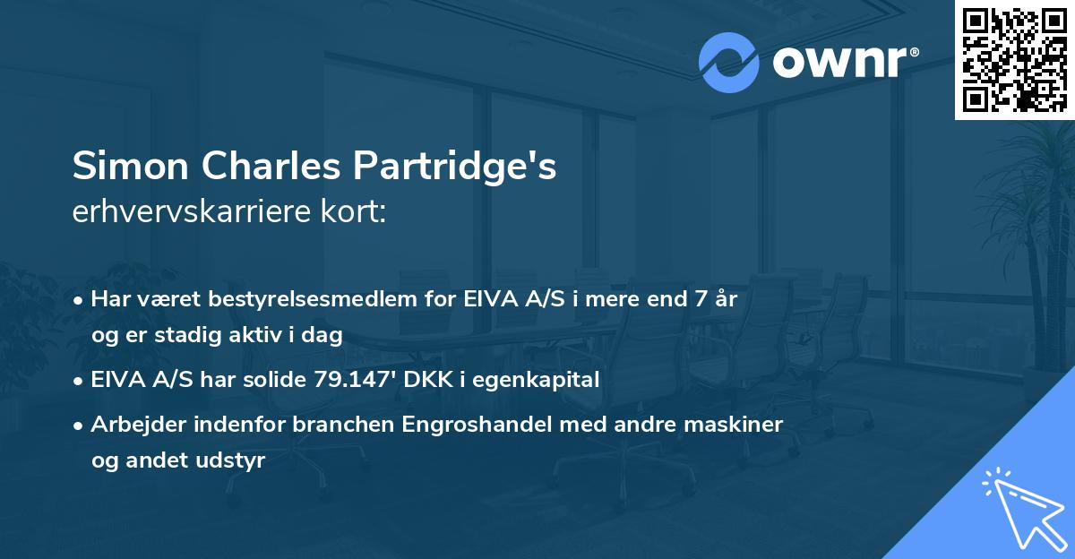 Simon Charles Partridge's erhvervskarriere kort