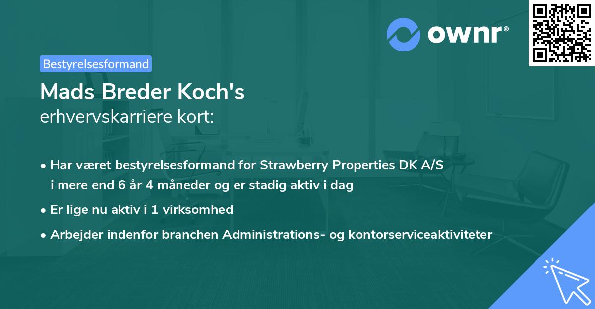 Mads Breder Koch's erhvervskarriere kort