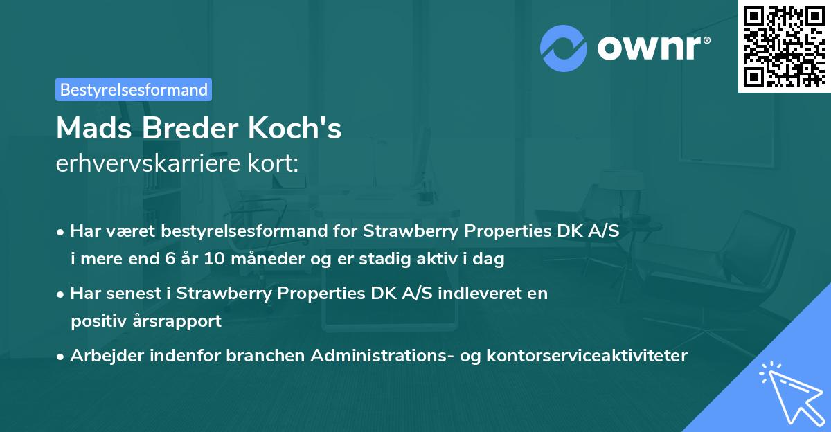Mads Breder Koch's erhvervskarriere kort