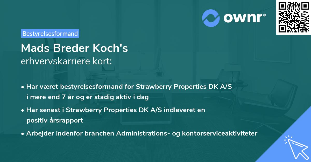 Mads Breder Koch's erhvervskarriere kort