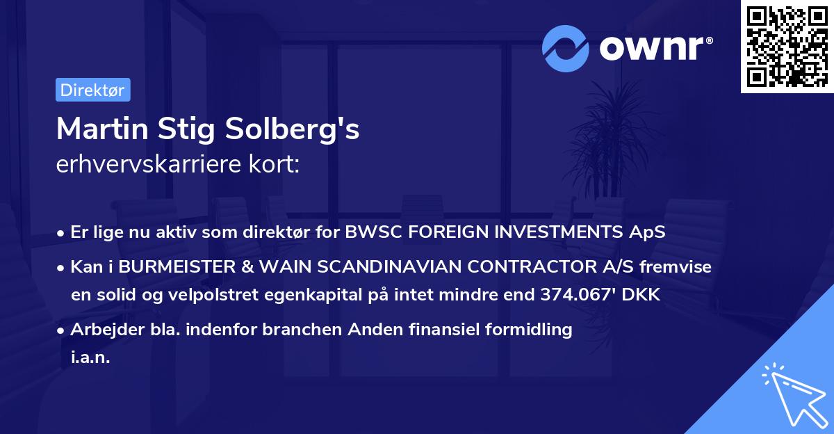 Martin Stig Solberg's erhvervskarriere kort