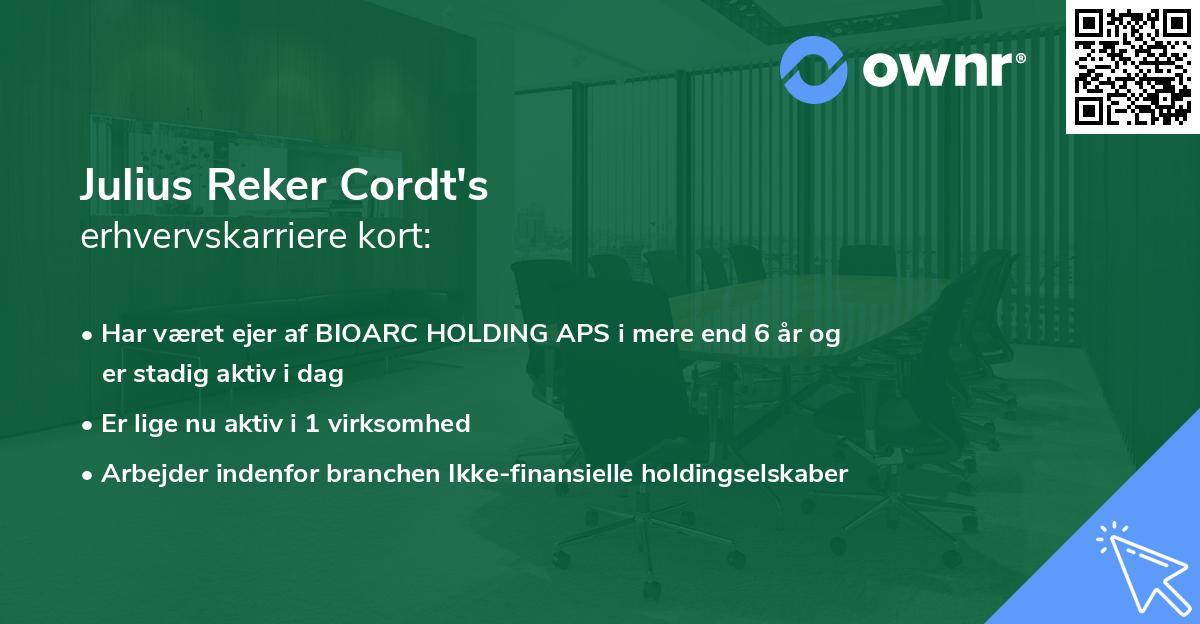 Julius Reker Cordt's erhvervskarriere kort