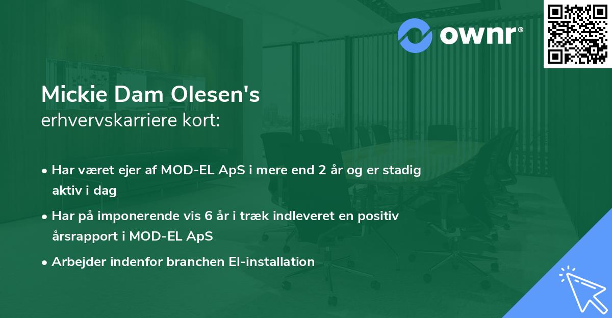 Mickie Dam Olesen's erhvervskarriere kort