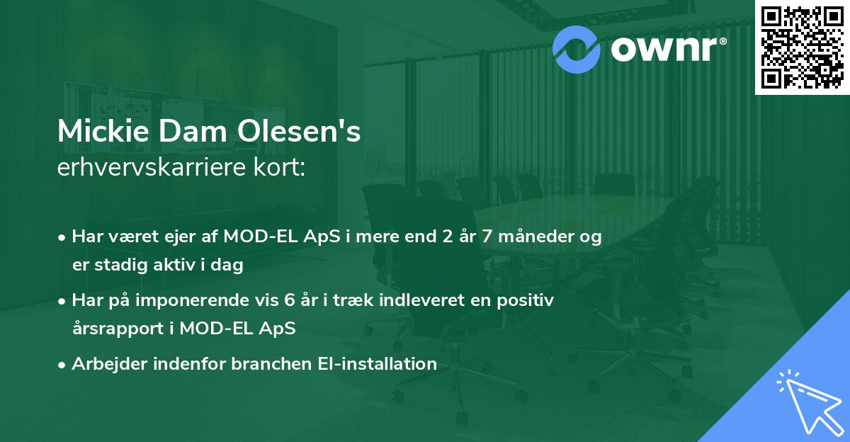 Mickie Dam Olesen's erhvervskarriere kort