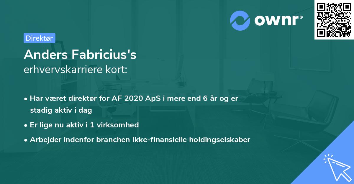 Anders Fabricius's erhvervskarriere kort