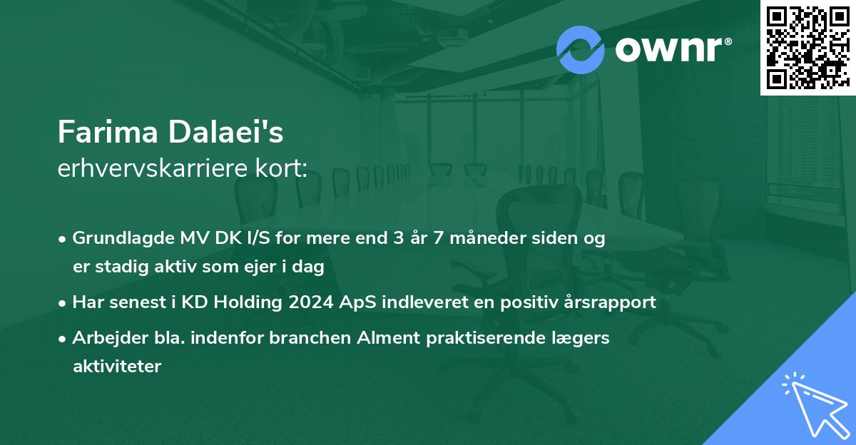 Farima Dalaei's erhvervskarriere kort