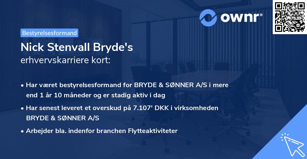 Nick Stenvall Bryde's erhvervskarriere kort
