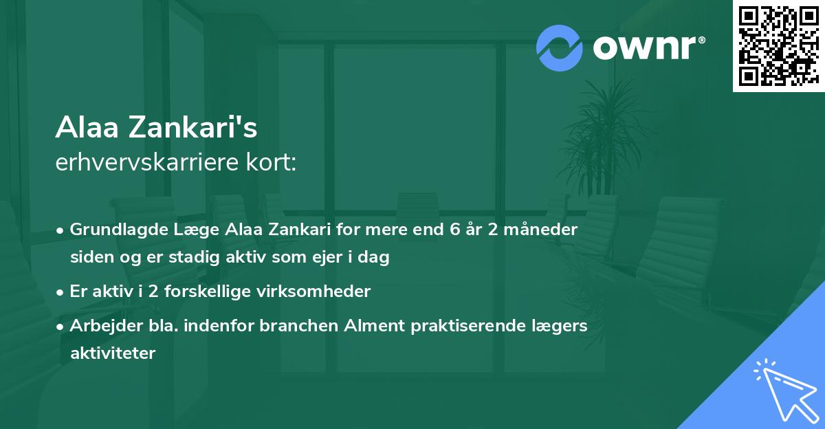 Alaa Zankari's erhvervskarriere kort