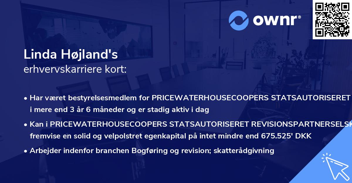 Linda Højland's erhvervskarriere kort