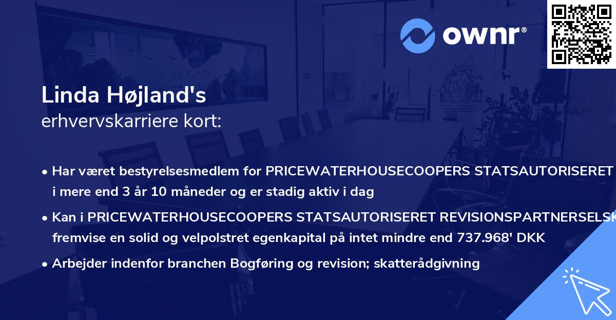 Linda Højland's erhvervskarriere kort