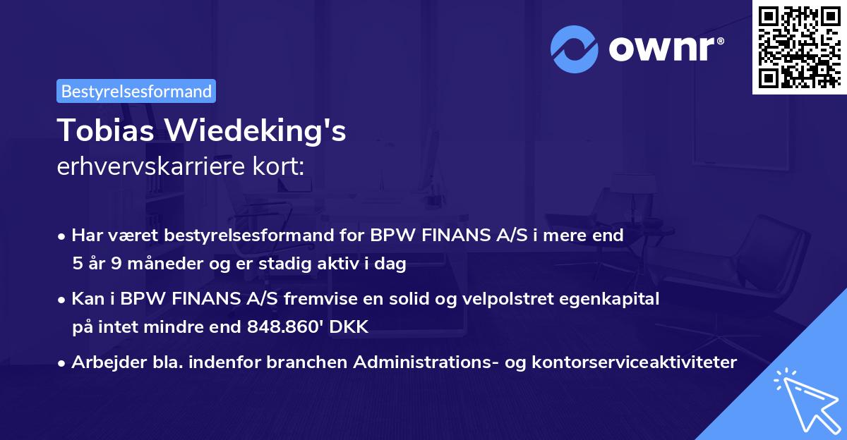 Tobias Wiedeking's erhvervskarriere kort