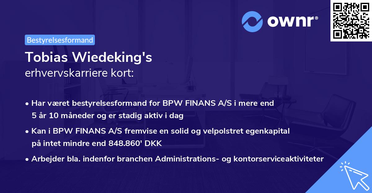 Tobias Wiedeking's erhvervskarriere kort