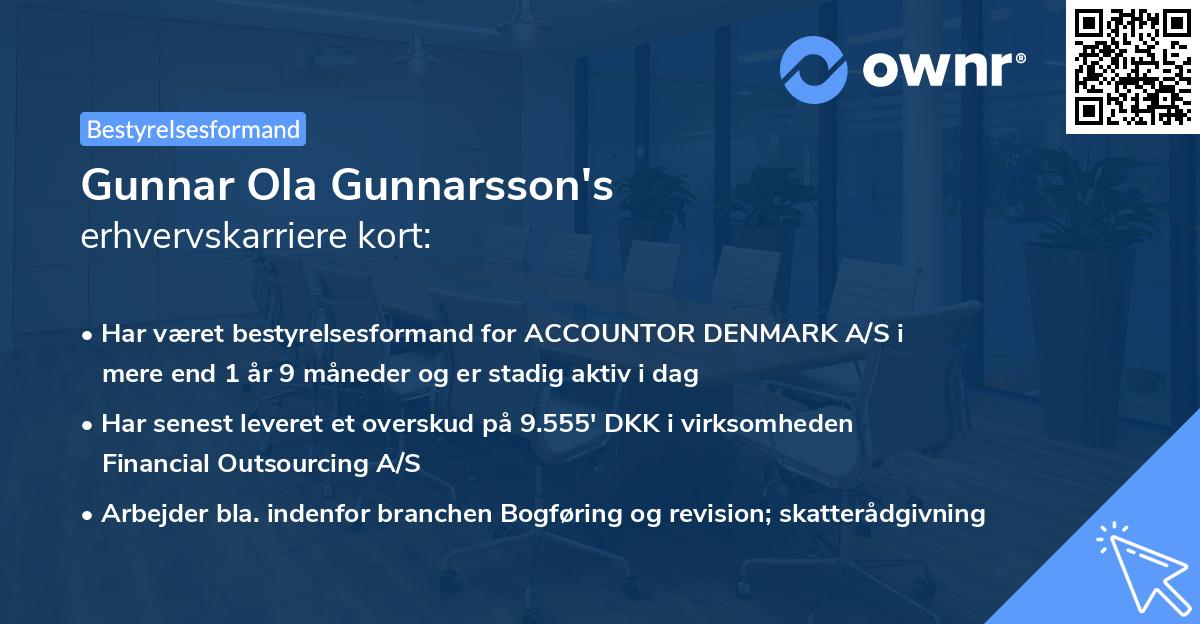 Gunnar Ola Gunnarsson's erhvervskarriere kort