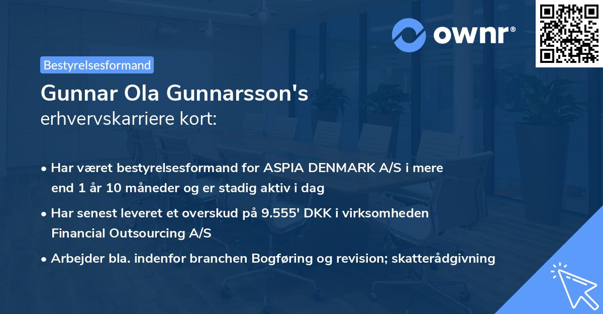 Gunnar Ola Gunnarsson's erhvervskarriere kort