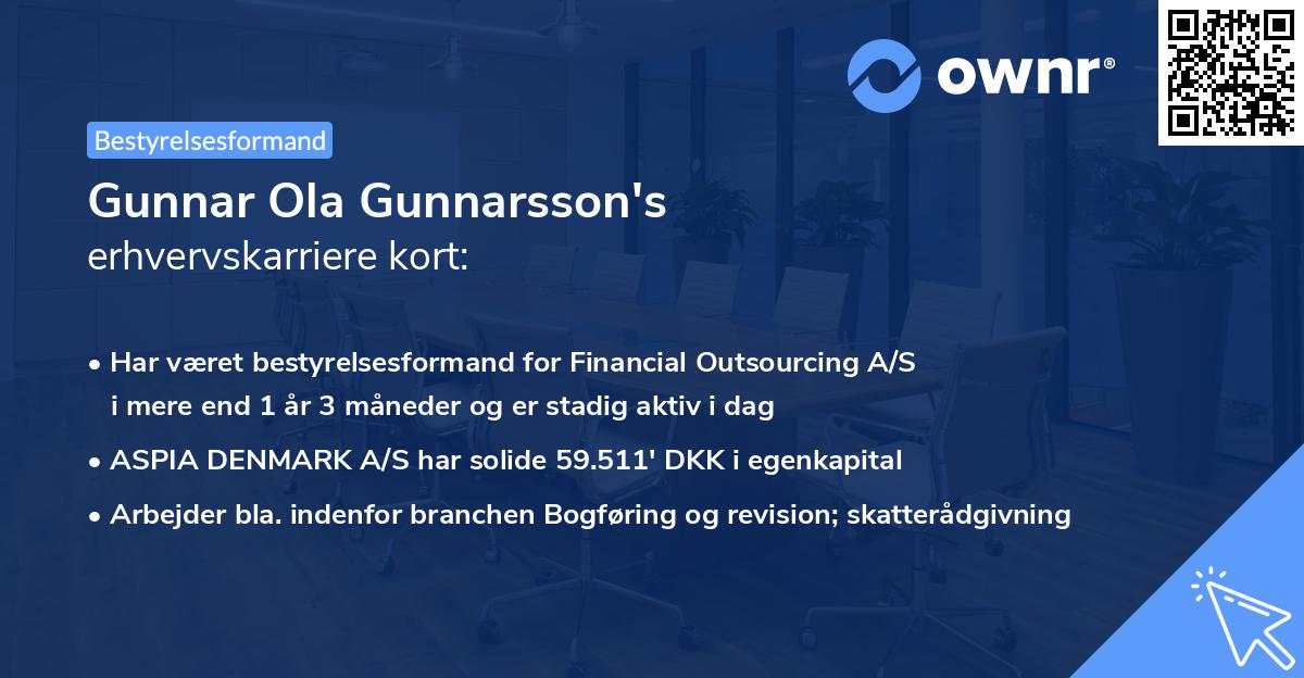 Gunnar Ola Gunnarsson's erhvervskarriere kort