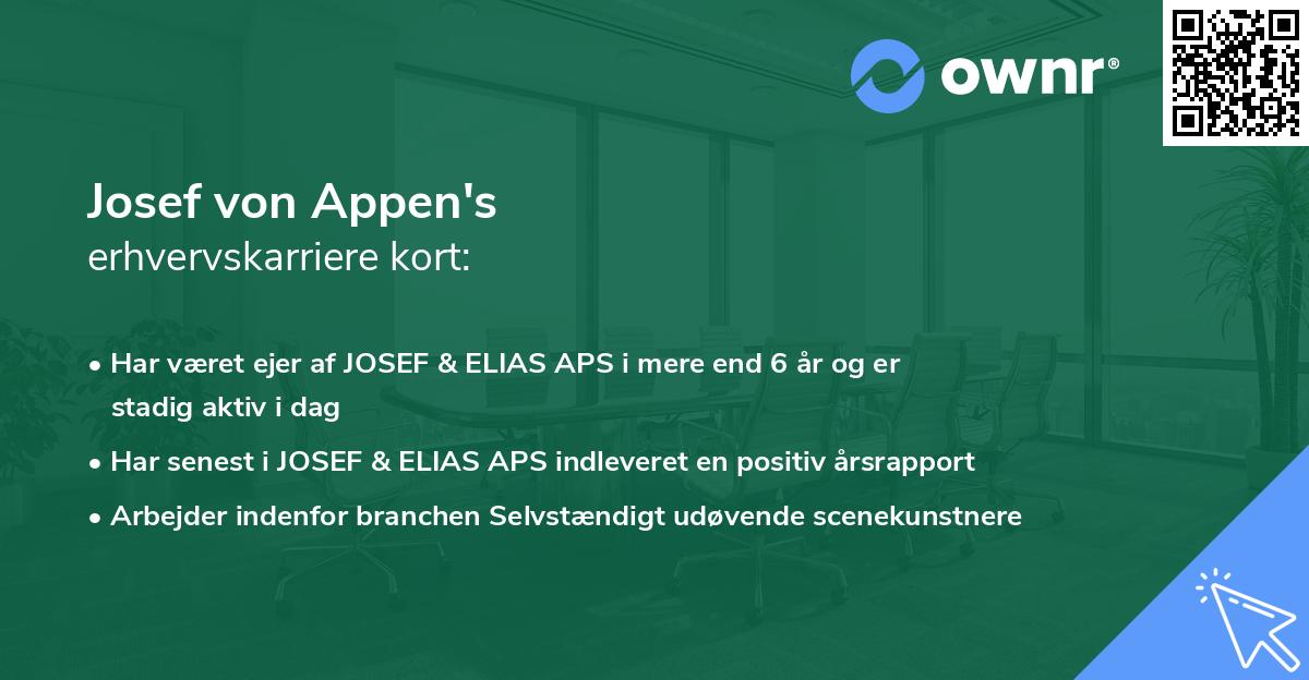 Josef von Appen's erhvervskarriere kort