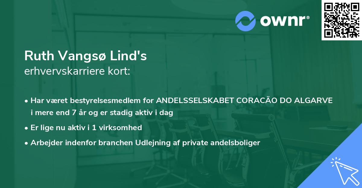 Ruth Vangsø Lind's erhvervskarriere kort