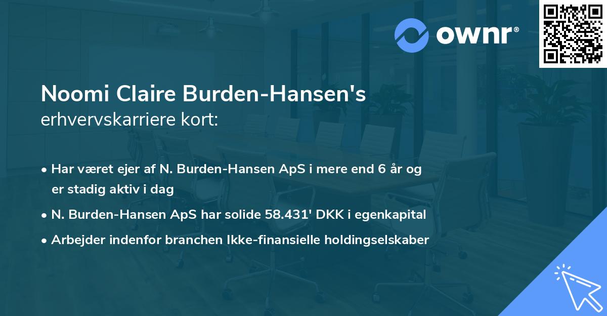 Noomi Claire Burden-Hansen's erhvervskarriere kort