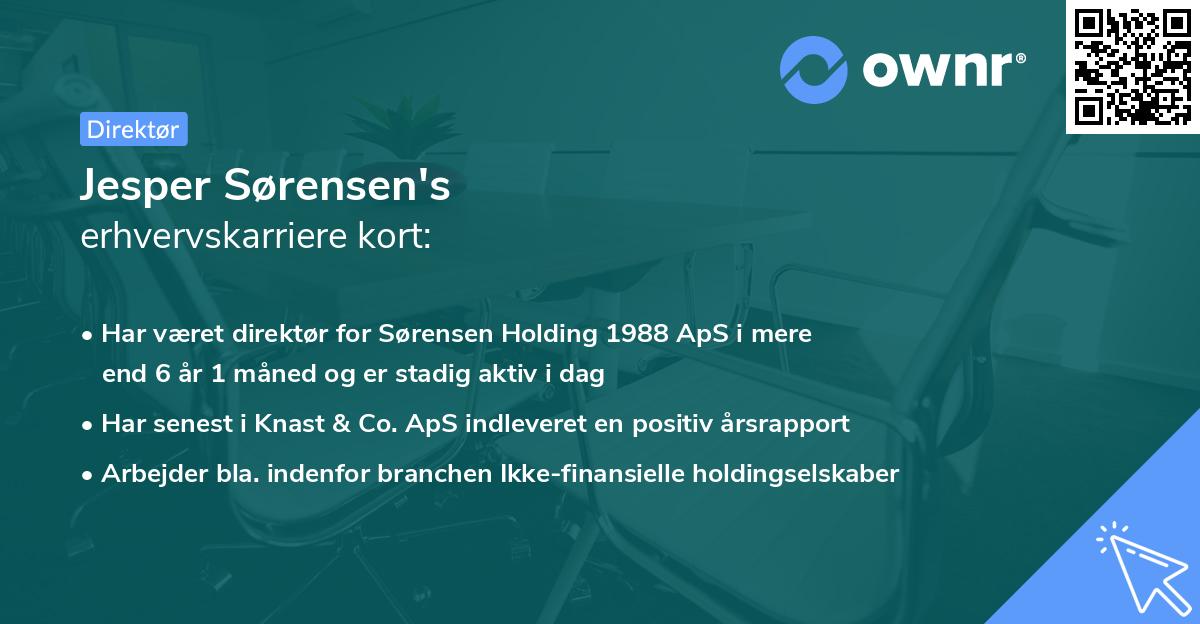 Jesper Sørensen's erhvervskarriere kort