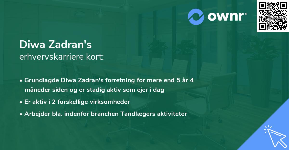 Diwa Zadran's erhvervskarriere kort