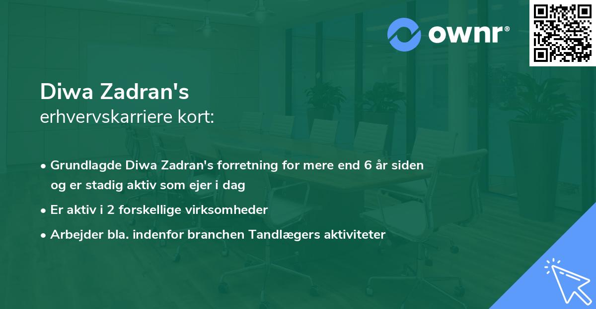 Diwa Zadran's erhvervskarriere kort