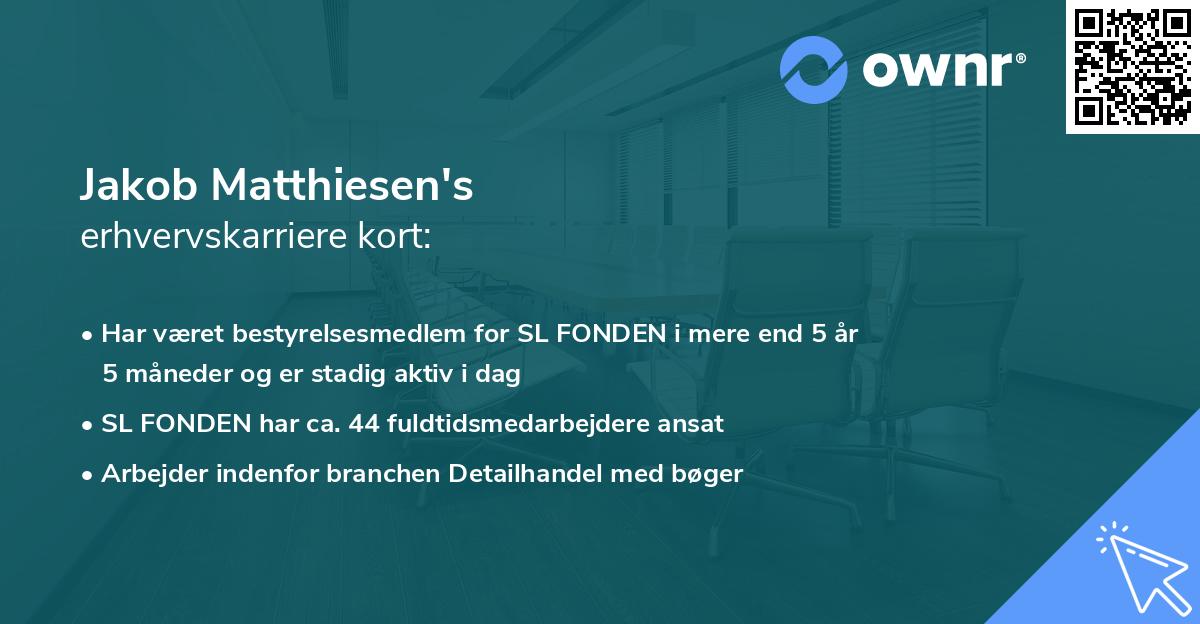 Jakob Matthiesen's erhvervskarriere kort
