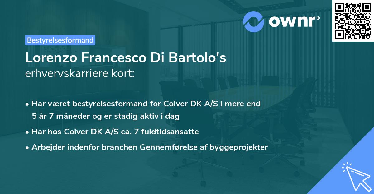 Lorenzo Francesco Di Bartolo's erhvervskarriere kort