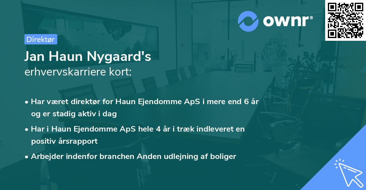 Jan Haun Nygaard's erhvervskarriere kort