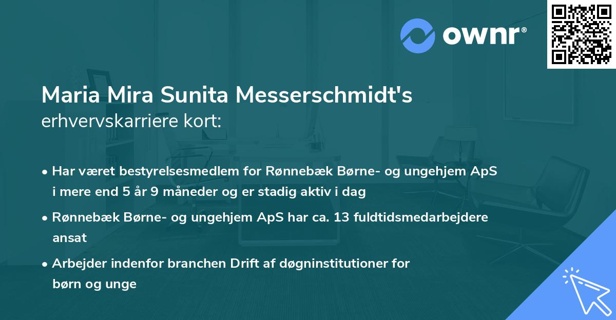 Maria Mira Sunita Messerschmidt's erhvervskarriere kort