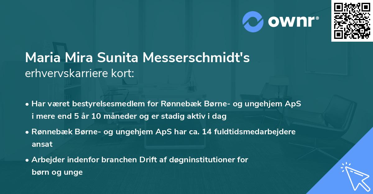 Maria Mira Sunita Messerschmidt's erhvervskarriere kort
