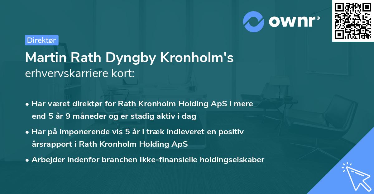 Martin Rath Dyngby Kronholm's erhvervskarriere kort