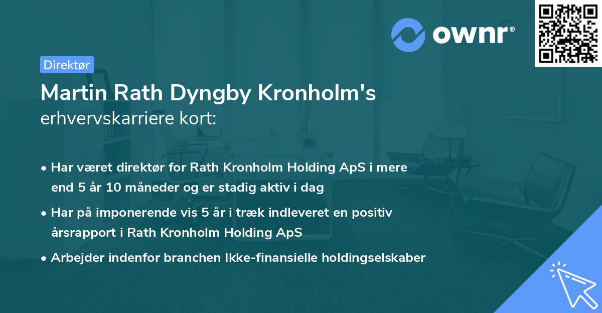 Martin Rath Dyngby Kronholm's erhvervskarriere kort