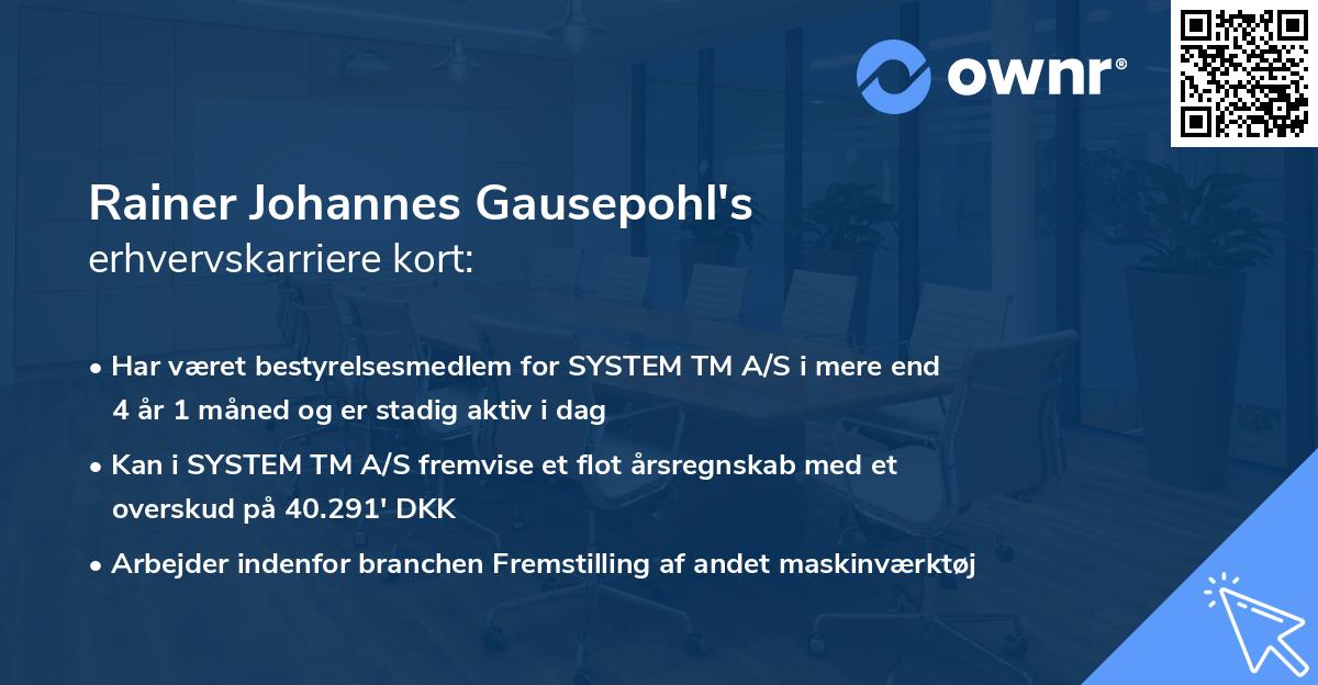Rainer Johannes Gausepohl's erhvervskarriere kort