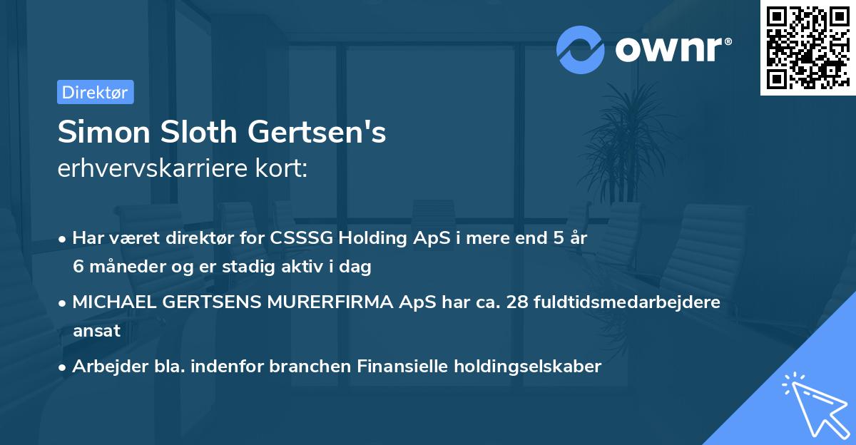 Simon Sloth Gertsen's erhvervskarriere kort