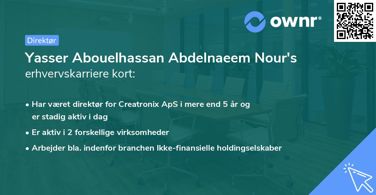 Yasser Abouelhassan Abdelnaeem Nour's erhvervskarriere kort
