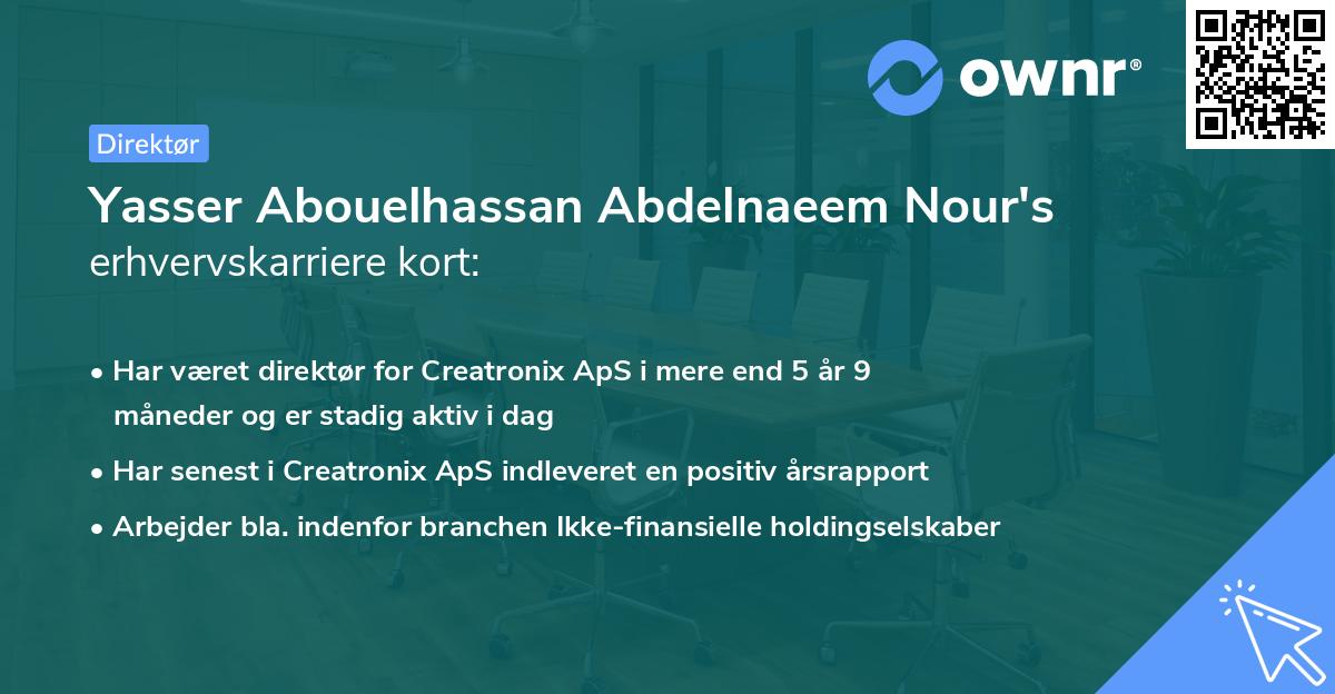 Yasser Abouelhassan Abdelnaeem Nour's erhvervskarriere kort