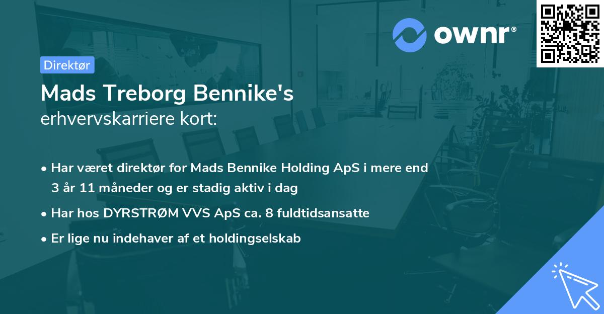 Mads Treborg Bennike's erhvervskarriere kort