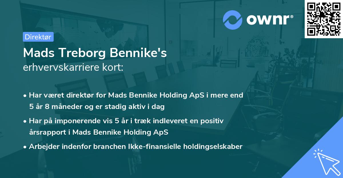 Mads Treborg Bennike's erhvervskarriere kort