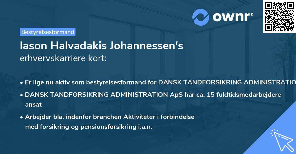 Iason Halvadakis Johannessen's erhvervskarriere kort