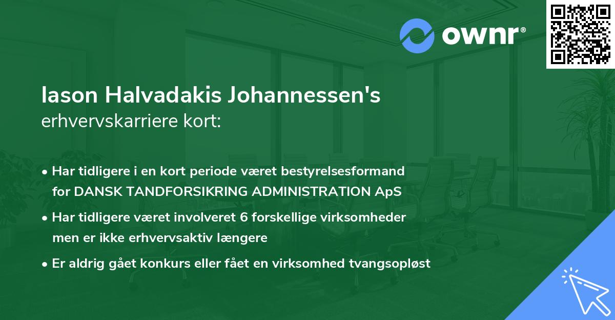 Iason Halvadakis Johannessen's erhvervskarriere kort
