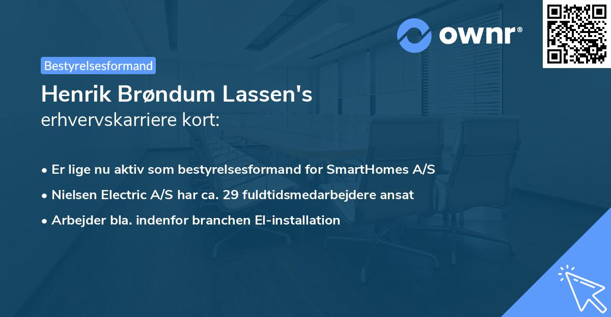 Henrik Brøndum Lassen's erhvervskarriere kort