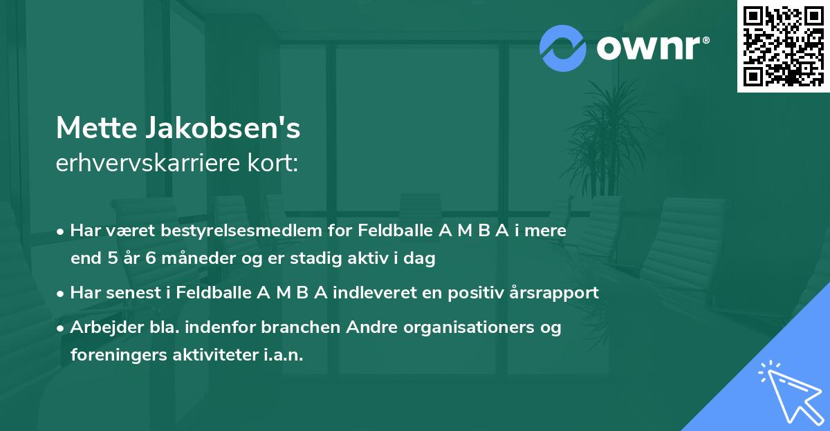 Mette Jakobsen's erhvervskarriere kort