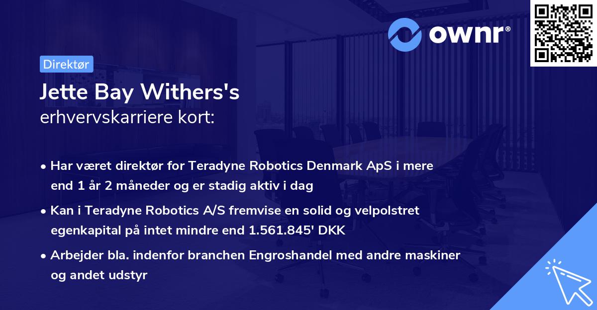 Jette Bay Withers's erhvervskarriere kort