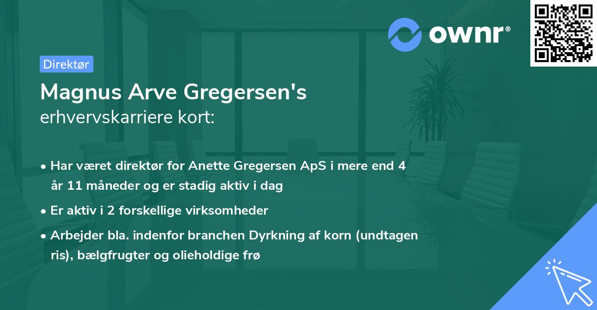 Magnus Arve Gregersen's erhvervskarriere kort