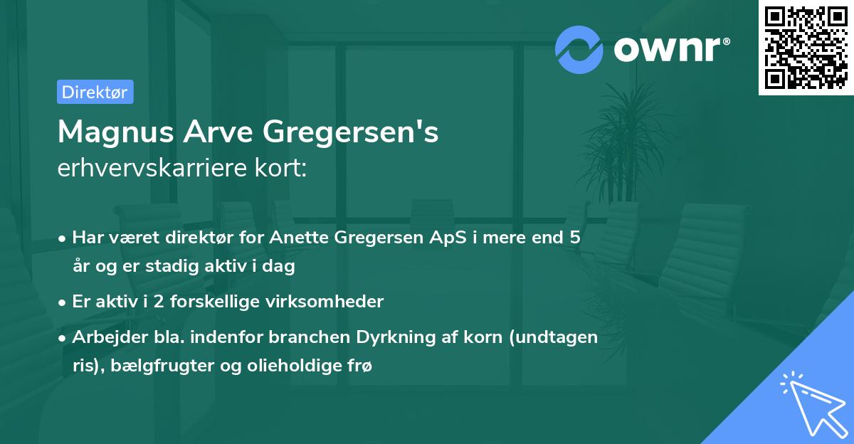 Magnus Arve Gregersen's erhvervskarriere kort