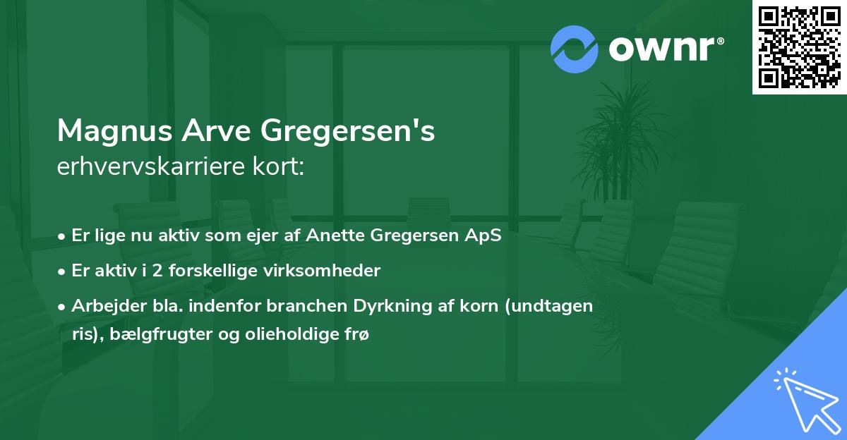 Magnus Arve Gregersen's erhvervskarriere kort
